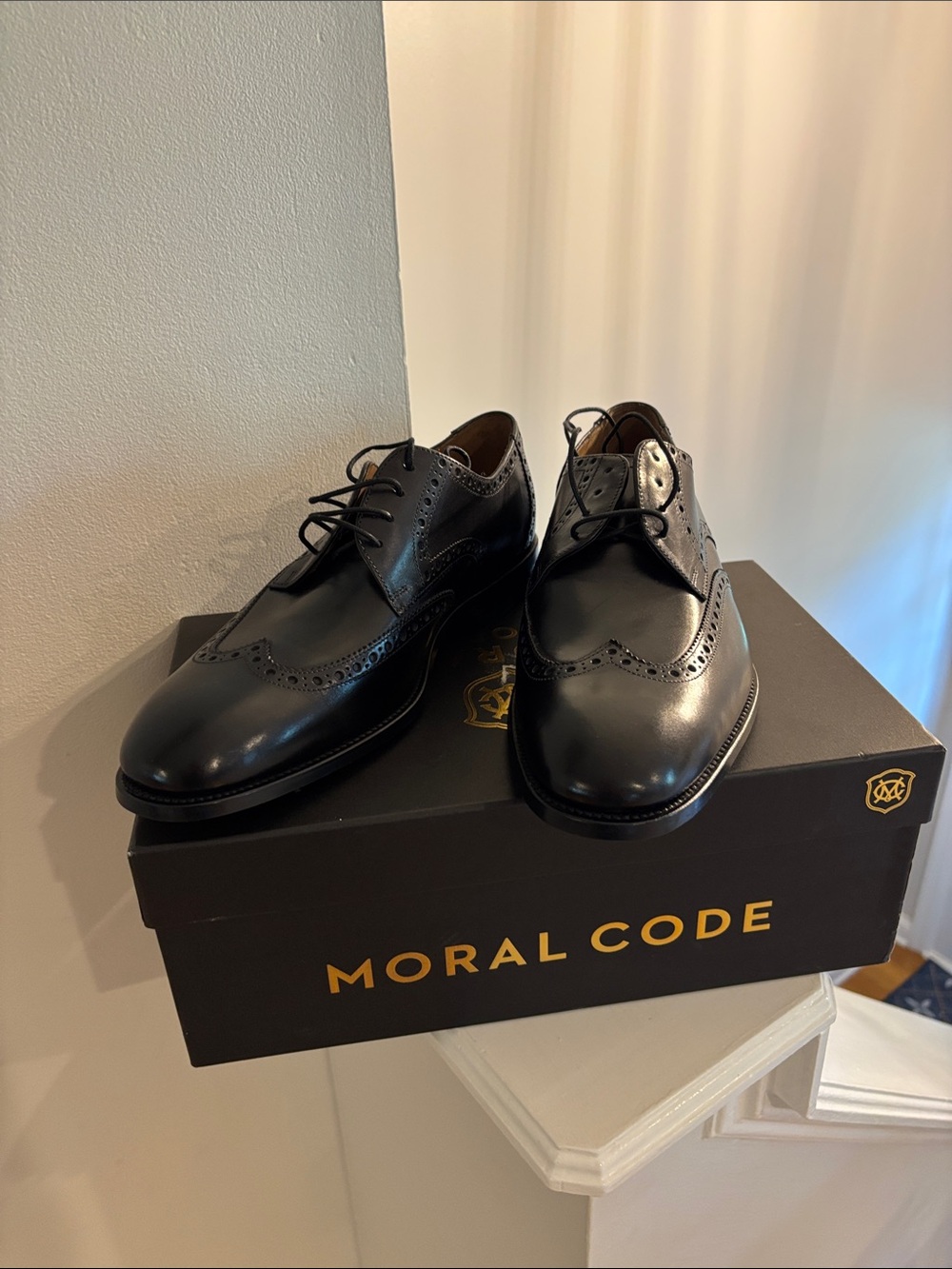 Moral Code - Holden Wingtip Dress Shoe - Black Leather Brogues - Men